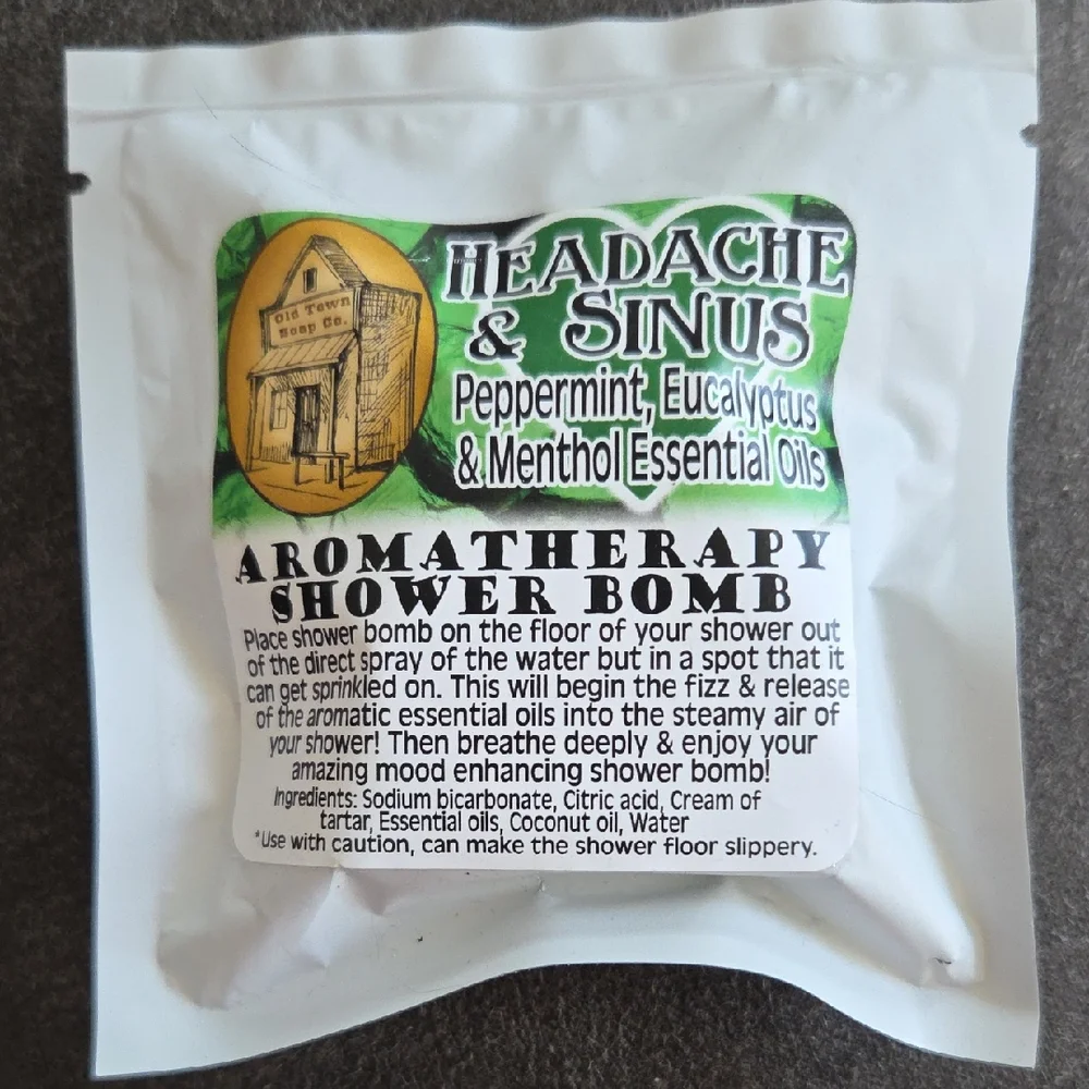 Headache & Sinus Aromatherapy Shower Bomb - Peppermint Eucalyptus Menthol
